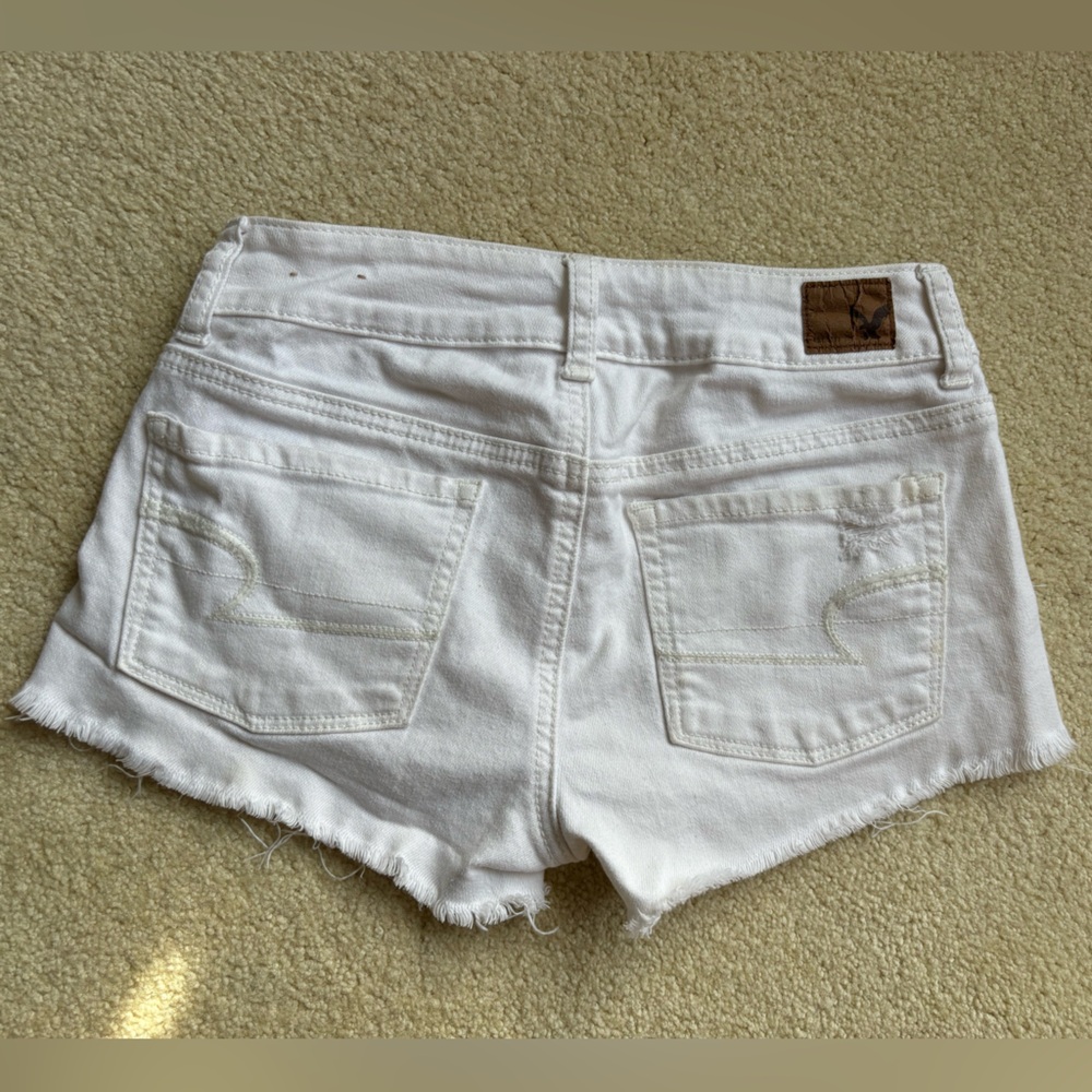 Women's White Denim Shorts - Picture 2 of 3